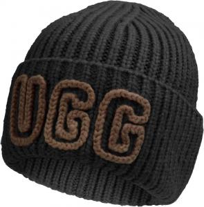 Женская шапка-бини UGG из толстого ребристой ткани, Black
