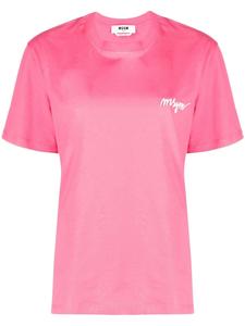 MSGM футболка с вышитым логотипом, розовый