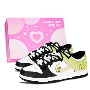 Nike Dunk Apple Heart Fun Slip Resistant легкие амортизирующие низкие детские скейтбординг кроссовки Yellow Green Unisex