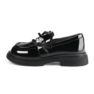 Детские кожаные туфли с противоскользящей подошвой и износостойким верхом ST&SAT KIDS, черный