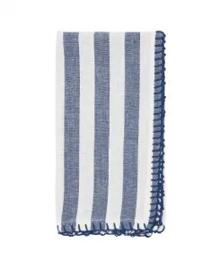 Набор из 4 полосатых салфеток с помпонами, 51 x 51 см Saro Lifestyle, синий