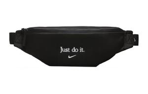 Нейлоновая поясная сумка унисекс черная с белой вышивкой Nike