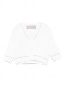 Кардиган с пуговицами из ребристой ткани La Stupenderia, белый