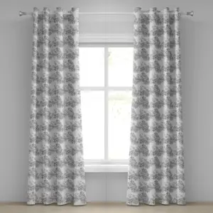 Серая штора на люверсах ABAKUHAUS, сферическая, дисковидная, с внутренними чашами, спиральными, сетчатыми, с концептуальным дизайном, декоративная, двухпанельная, 280 см x 260 см, белая Abakuhaus