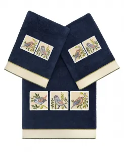 Набор из 3 полотенец Cotton Belinda с вышивкой Linum Home, Marine