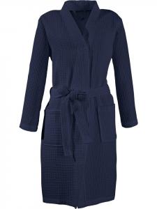 Erwin Müller Унисекс короткий банный халат из пике Hohenfels темно-синего цвета