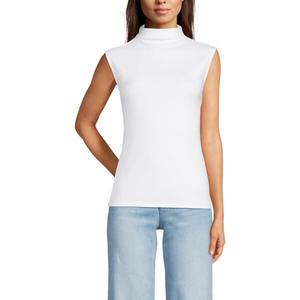 Женская майка-труба с драпированными рукавами и ребристым воротником Lands' End, белый