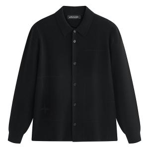 Кардиган с лацканами и вышивкой из трикотажной ткани унисекс PEACEBIRD MEN, черный 1