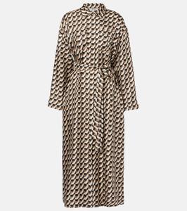 Длинное шелковое платье с цветочным принтом Fleur 'S Max Mara, экрю