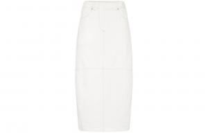 Юбка миди с завышенной талией и прямым подолом Brunello Cucinelli, светло-бежевый