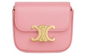 CELINE Триумф Яркая Кожа Теленка Мини Сумка Через Плечо Женская Розовый Розовый