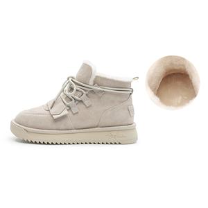 Короткие зимние ботинки женские бежево-серые C°BANNER, с подкладкой из флиса