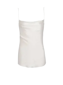 Драпированный топ из сатина Balmain, белый/черный