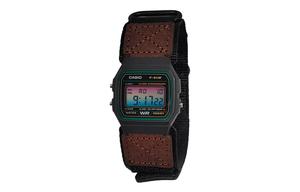 CASIO Мужские часы Retrofit Series с кварцевым механизмом и нейлоновым ремешком, черный циферблат