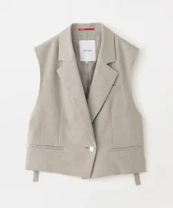 Короткий жилет из саржевой ткани с люрексом Loveless, цвет Beige