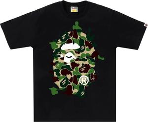 Футболка BAPE ABC Camo Ape Head 'Black/Green', черный