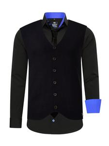 Комплект из 3 предметов: рубашка с жилетом и галстуком, черный / Sax Rusty Neal