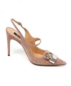 Замшевые туфли с металлическими деталями Sergio Rossi, розовый