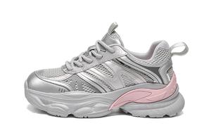 Женские кроссовки с амортизацией, износостойкие, дышащие, легкие, увеличивающие рост. Низкие, массивные WOOS BOBO, Silver Gray