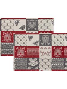 Erwin Müller Жаккардовые, хлопчатобумажные, тканые салфетки, комплект из 2 штук, красный цвет