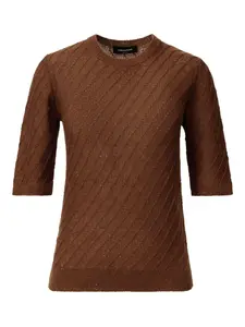 Джемпер в рубчик с пайетками Fabiana Filippi, коричневый
