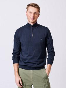 Джемпер Daw Zip Neck из хлопкового трикотажа Aubin, Navy