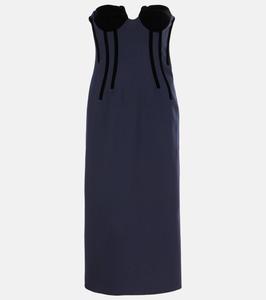 Платье-бюстье миди Anemone из смесовой шерсти Sportmax, цвет blu notte