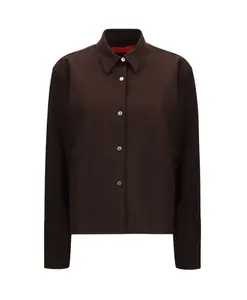 Классическая коричневая рубашка с воротником Thelatest, коричневый