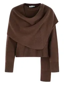 Рифленый свитер Elson с шарфом-панелью Simkhai, коричневый