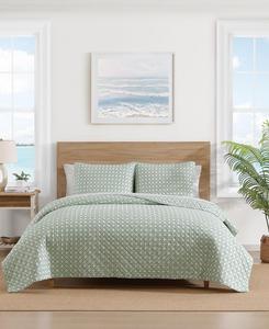 Комплект постельного белья Tommy Bahama Diamond Isle из хлопка, двусторонний, 3 предмета, размер Full/Queen Tommy Bahama Home, Green, White