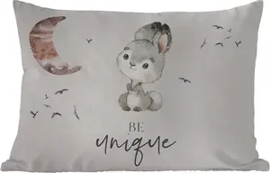 Подушка для улицы - Цитаты - Дети - Будьте уникальными - Мальчики - Девочки - Акварель - 60x40 см - Устойчива к погодным условиям - Подушка для отдыха - Декоративная подушка - Подушка для дома MuchoWow