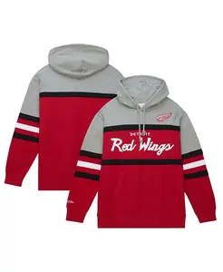 Мужская красная и серая толстовка с капюшоном Detroit Red Wings Head Coach Mitchell & Ness