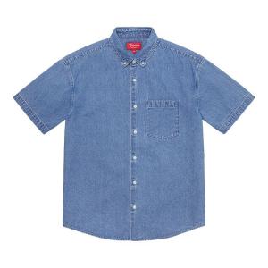 Рубашка Supreme Embossed Denim Short-Sleeve Shirt, Blue
