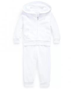 Комплект из толстовки и штанов из френч-терри для маленьких девочек и мальчиков Polo Ralph Lauren, белый