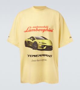 Футболка из хлопкового джерси Automobili Lamborghini Balenciaga, Pale Yellow
