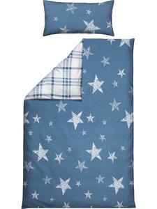 Двустороннее постельное белье из тонкой фланели синего цвета Erwin Müller, 155x240 см (80x80 см)