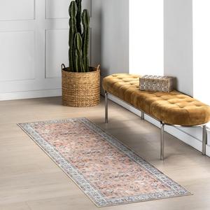 Ковер nuLOOM, 77 x 244 см, с машинной стиркой, водонепроницаемой поверхностью, устойчивый к пяткам, винтажный традиционный ковер для гостиной, столовой, офиса, Leilany Peach