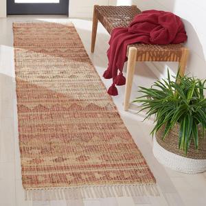 Ковер-дорожка SAFAVIEH, 69 x 275 см, Kilim Collection, Natural & Rust, плетеный дизайн из джута, идеально подходит для помещений с высокой проходимостью в гостиной, спальне (KLM176P)