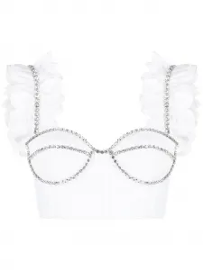 Укороченный топ с кристаллами AREA, белый