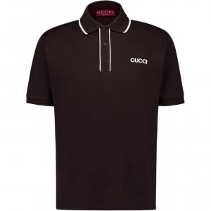 Поло с логотипом на заплатке GUCCI, коричневый