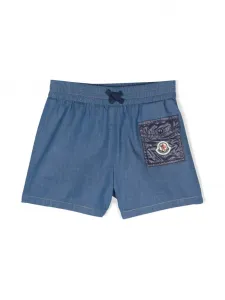 Шорты с эластичным поясом и нашивкой-логотипом Moncler Enfant, синий