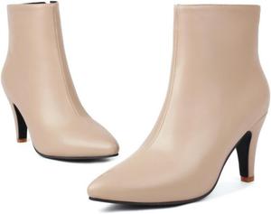 Женские ботильоны Alyaafifa на каблуке, зауженный носок, закрытые, с каблуком 3,5 дюйма, с молнией, классические вечерние, для офиса, элегантная обувь