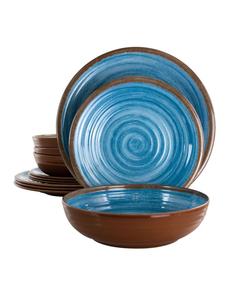 Набор столовой посуды Rippled Tides из меламина, 12 предметов, на 4 персоны Elama, синий