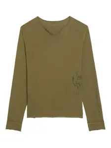 Футболка Monsatir Henley с длинными рукавами, принтом и застёжкой на пуговицы Zadig&Voltaire, зеленый