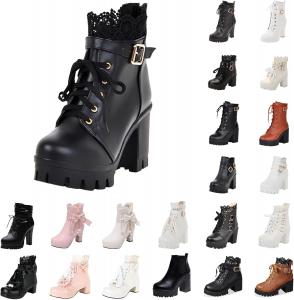 Generic Женские ботильоны на платформе готические черные стимпанк-бутильоны с шнуровкой, массивные ботильоны панк с молнией