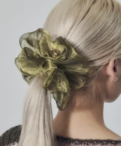 Прозрачная резинка для волос с металлическим мотивом Goldy, цвет Green