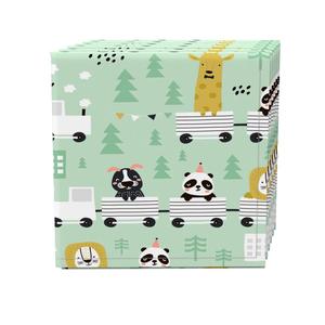 Набор салфеток, 100 % полиэстер, набор из 4 шт., 18x18 дюймов, нарисованные вручную животные в поезде