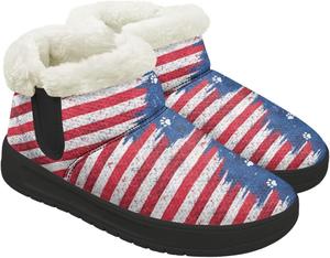 Зимние женские ботинки с меховой подкладкой, подошва EVA, утепленные удобные зимние ботинки для снега, уличные, размер 4,5-14 Chririnla, Dog Paw American Flag