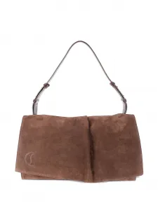 Большая мешковатая замшевая сумка через плечо Christian Louboutin, коричневый