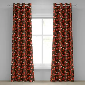 Штора на люверсах ABAKUHAUS с рисунком лисы и забавными лесными животными из мультфильма для детей, декоративная, двухпанельная, 280 x 260 см, цвет: оранжевый, зеленый, белый